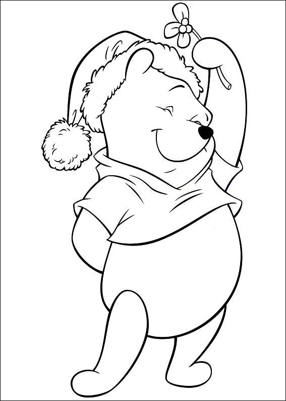 coloriage winnie et sa branche de gui